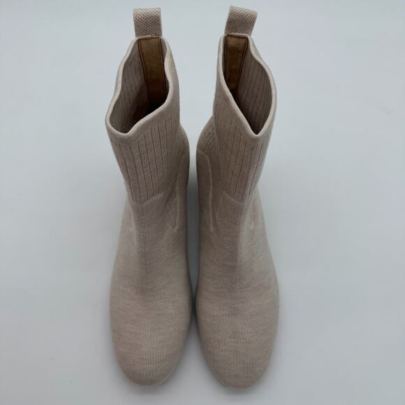 Vivaia Zoe Round Toe Block Heel Old Money Wool Knit Comfort Boots Almond 9.5 - Picture 3 of 9